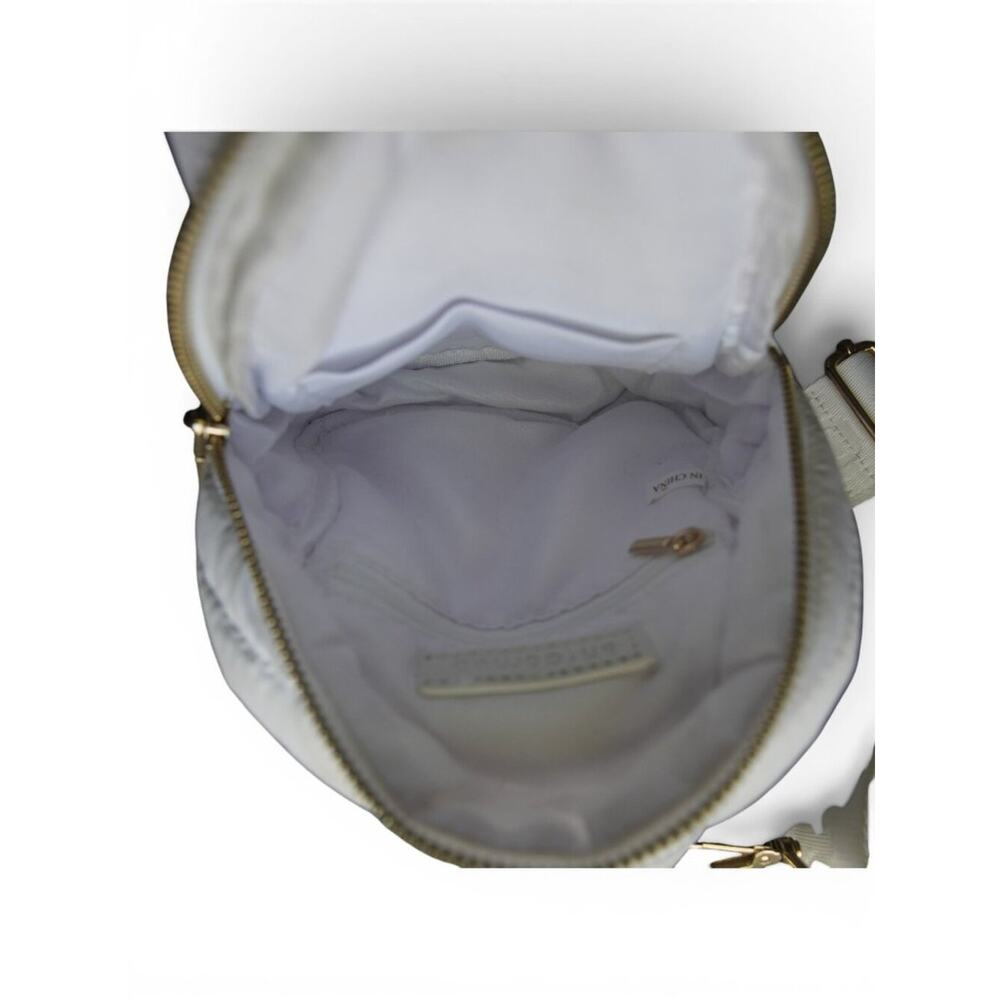 AHDORNED White Quilted Mini Sling Backpack Crossbody Gold HW - Picture 10 of 13